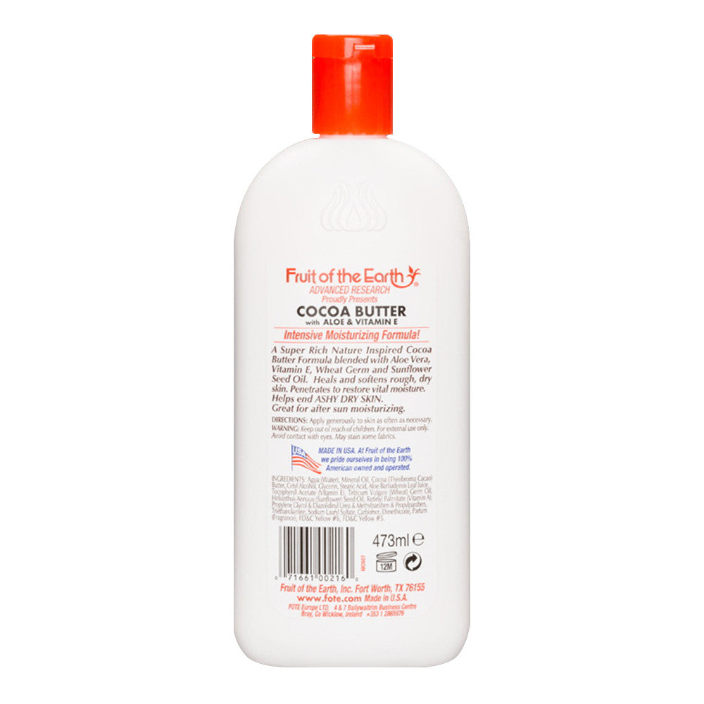 Fruit Of The Earth Smooth Hydrating Cocoa Butter With Aloe and Vitamin E Skin Care Lotion, 16 Oz